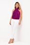 Women's Plus Size Purple Draped Hanging Neck Tie-Neck Short Blouse 65N39577 - 3