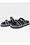 Women's Double-Strapped Imported Stone Detailed Comfortable Thick Sole Slippers Black - 5
