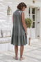Gray Shirt Collar Sleeveless Buttoned Skirt Ruffled Casual Muslin Woven Dress 105 65 - 8