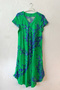 Green V-Neck Short Sleeve Patterned Casual Viscose Woven Dress 113 64 - 2