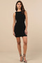Women's Boat Neck Backless Zero Sleeve Sandy Fabric Double Layer Lined Mini Dress - 3