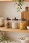 Set of 3 1150 ml Acacia Lid Striped Glass Jar Set with Lid for Beans, Coffee, Tea, Pasta Storage Container - 5
