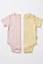 Baby 100% Cotton Short Sleeve Snap Fastener Bodysuit Set of 2 - 2