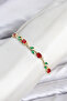 Brass Gold Color Red Zircon Stone Flower Model Women's Bracelet - 3