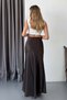 Women's Elastic Waist Long Satin Skirt Brown - 26K 2546 - 5