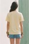 Women's Front Lotus Print T-Shirt - Light Yellow - 3