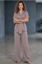 Women's Crepe Satin Classic Office Set Double Breasted Jacket Trousers Two-Piece Set 36059 - 5