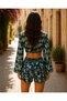 Mint Green Gold Detailed Silk Shorts Blouse Set - 6