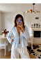 Stone Detailed Muslin Lace-Up Blouse - 5