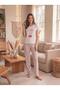 Women's Heartbeat Pattern Striped Cotton Knitted Pajama Set - 2