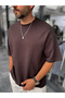Brown Two-Thread Basic Oversize T-Shirt Es-71-149 - 3