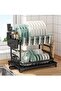 Dish Drying Stand With Drainer 2 Tier Dish Drying Rack 5 in 1 Metal Dish Organizer with Cups