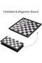 Mini Chess Set Foldable Compact 5 Inch Portable Travel Board with Pieces for Parties, Home, Family Play, Blackwhite - 2