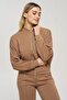 Women's Off-Shoulder Bomber Collar Track Top and Pocketed Pants Bottom Top Two-Piece Set - 3