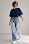 Women's Navy Blue Basic Crop Blouse Draped Waist Detailed Crop Blouse 88001 - 5