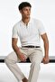 Men's Regular Striped White Short Sleeve Polo Collar t Shirt - 4