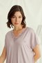 Premium Lace Detailed Women's Mink Viscose 2-Piece Pajama Set - Stylish Home Fashion Two-Piece Set - 2