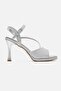 Women's Stoned Single-Heel Painted Platform Heeled Sandals Silver Glitter - 2