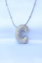 316L Steel Chain Zircon Stone C Letter Silver Color Bubble Necklace
