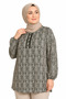 Women's Round Neck Patterned Combed Cotton Blouse for Middle-Aged Mothers 6548 - 3