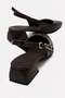 Side Stone-Embellished Buckle Open-Back Heeled Shoes Brown Crinkled - 4