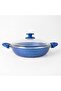 Albemo Argos 26 cm Karnıyarık Pot - Blue Gray Granite Effect Fireproof Non-Stick Shallow Pot with Glass Lid