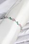 Brass Silver Color Pink Zircon Stone Flower Model Women's Bracelet - 2