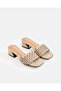 Women Beige Woven Block Heel Sandals - 2