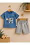 Colorful Fun Teddy Bear and Kitten Printed Baby Cotton Top and Bottom Summer Shorts Set - 4