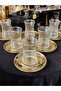 12 Piece Gold Crystal Tea Cup Set for 6 People