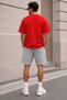 Unisex Oversize Printed T-Shirt Gray Shorts 2-Piece Set Cotton Comfortable Cut Casual Sports Combination Kelebek - 4