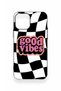 iPhone 12-12Pro Compatible Black Good Vibes Patterned Silicone Case - 2