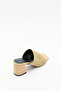 Heels 2641 - Textured Wide Band Beige Straw Women's Heels - 5