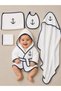 Newborn Embroidered Baby Bathrobe Set 5 Pieces Compatible with 0-2 Years Old 100% Cotton Curly Towels - Baby - 3