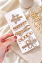 Women's Gold 5-Piece Latch Buckle Set with Pearl and Stone Details - 4