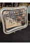 1 Piece Rectangular Silver Stone Engraved Single Person Metal Coffee Presentation Promise Engagement Ring Tray 26X22 cm - 8