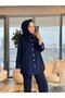 14464 Front Two Pockets Metal Button Suit Navy Blue