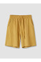 Özmarka New Season Yellow Elastic Waist Women's Muslin Shorts - 5