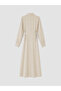 Beige Tie-Waist Modal Blend Shirt Dress - 7