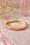 Mosaic Stone Pink Enamel Thin Cuff Bracelet (Gold Color)