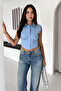 Luna Form Women's Sleeveless Crop Shirt with Drawstring Detail - 3