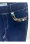 Plus Size Stoned Denim Women's Trousers - 4