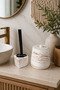 Decorative Bohemian Style 2 Piece Marble Pattern Bathroom Set Trash Can and Toilet Brush Set with Silicone Tips - 5