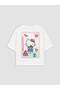 Vizyon New Season White Crew Neck Printed Girls' T-Shirt - 5
