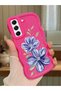 Samsung Galaxy S21 Fe Compatible Case Camera Protector Red Silicone Couple Phone Case Floral Pattern