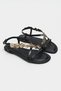 Selene Black Gold Accessory Detail Cross-Strapped Flat Sole Women's Sandals - 4