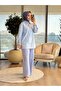 260136 Zipper Detailed Embroidered Shirt Blue - 2