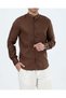 Italian Style Slim Fit Men's Court Collar Linen Shirt Brown Color T20055-03