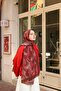 Allure Swirl Pattern Tensel Shawl - Burgundy Red - 2