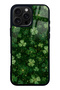 iPhone 16 Pro Max Emerald Lucky Clover Design Glossy Phone Case